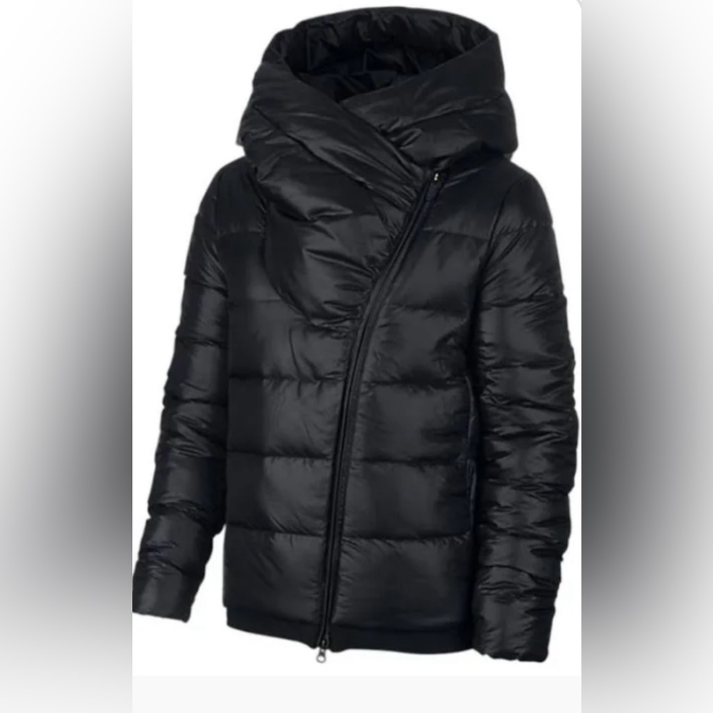 Nike Asymmetrical Down Warm Black Jacket Short Coat Winter Outwear